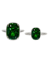 Sterling Silver Emerald Elongated Cushion Ring - Original & Mini Bundle