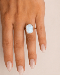 Sterling Silver Elongated Cushion Moonstone Cocktail Ring - Sterling Forever