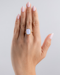Sterling Silver Frosted Opal Elongated Cushion Ring