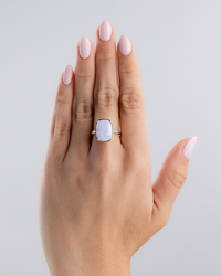 Sterling Silver Frosted Opal Elongated Cushion Ring