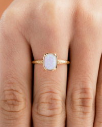 Sterling Silver Mini Frosted Opal Elongated Cushion Ring