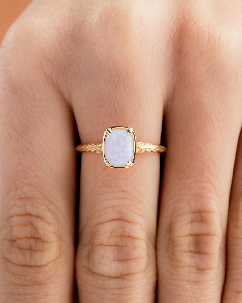 Sterling Silver Mini Frosted Opal Elongated Cushion Ring