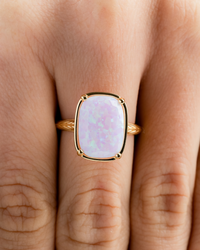 Sterling Silver Frosted Opal Elongated Cushion Ring