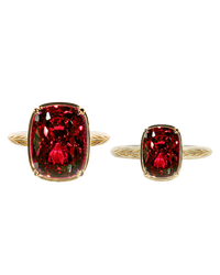 Sterling Silver Garnet Elongated Cushion Ring - Original & Mini Bundle