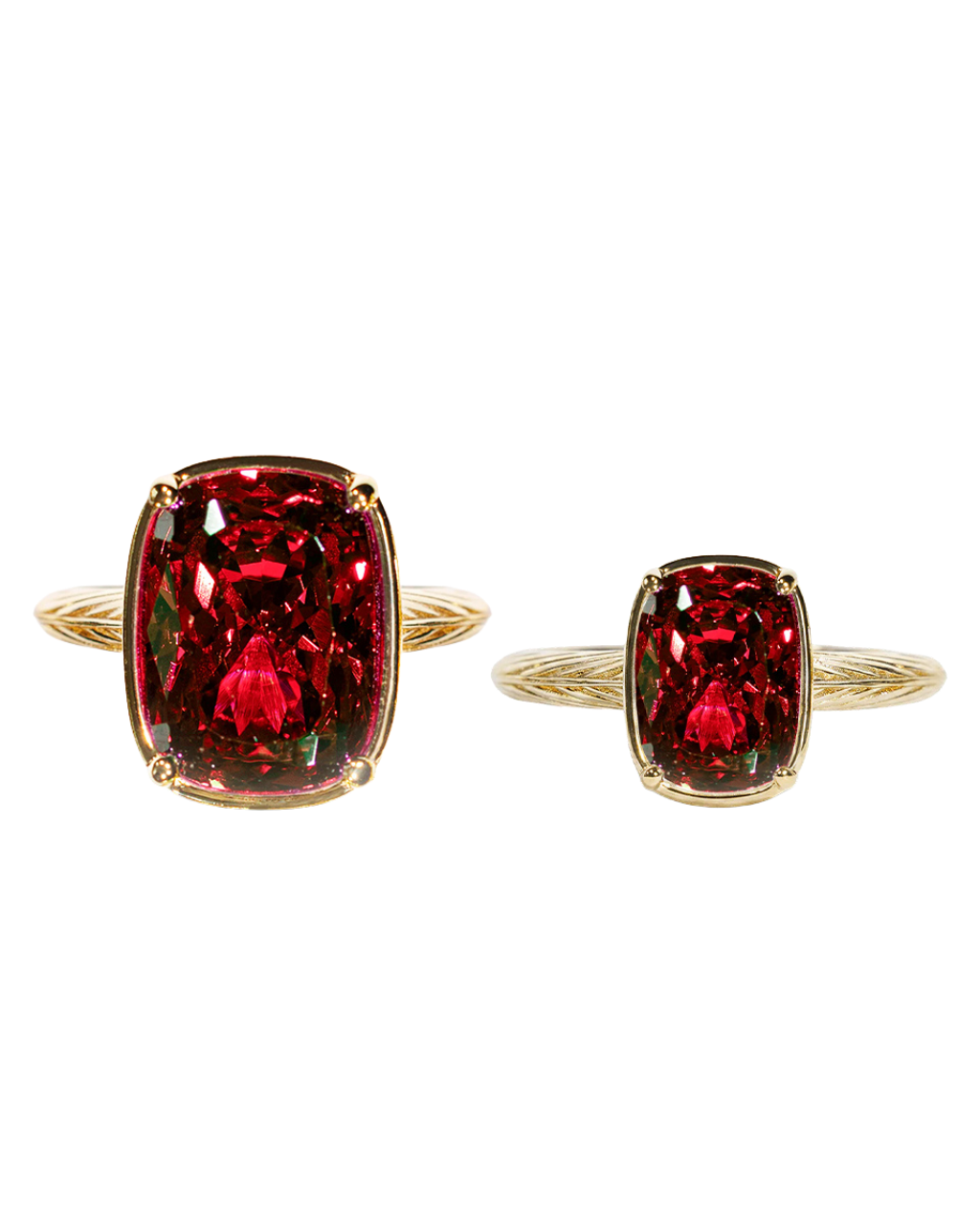 Sterling Silver Garnet Elongated Cushion Ring - Original & Mini Bundle