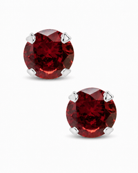 Sterling Silver 7mm Garnet CZ Stud Earrings