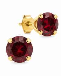 Sterling Silver 7mm Garnet CZ Stud Earrings
