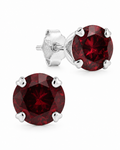 Sterling Silver 7mm Garnet CZ Stud Earrings