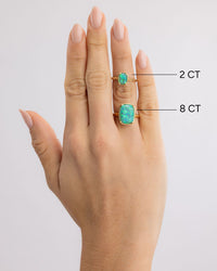 Sterling Silver Green Opal Elongated Cushion Ring