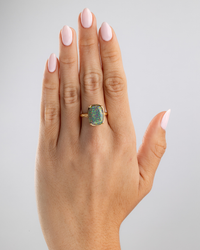 Sterling Silver Greenish Brown Opal Elongated Cushion Ring