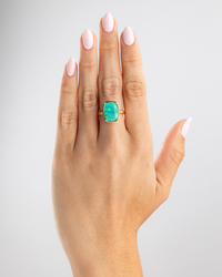 Sterling Silver Green Opal Elongated Cushion Ring
