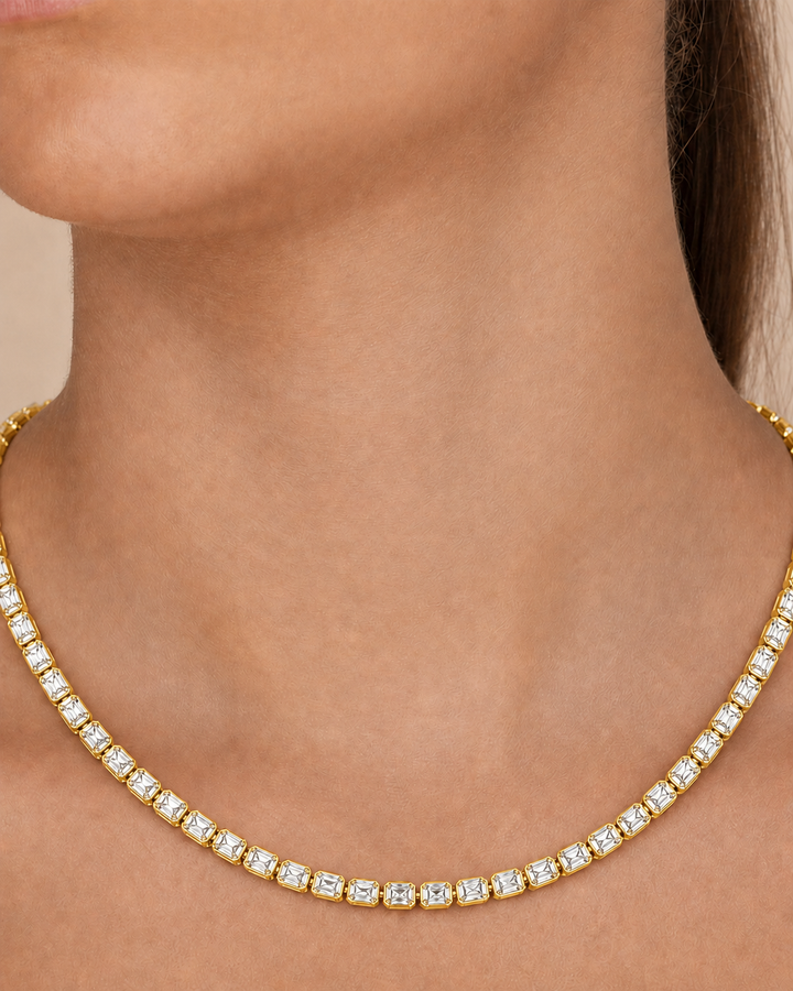Helene Radiant Cut Tennis Necklace