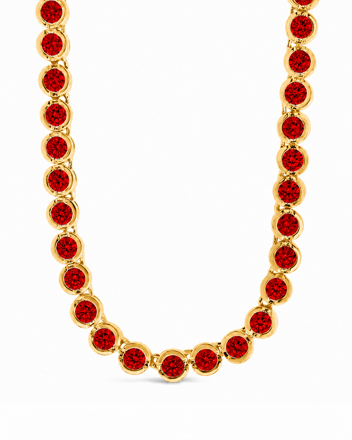 Helene Bezel Garnet CZ Tennis Necklace