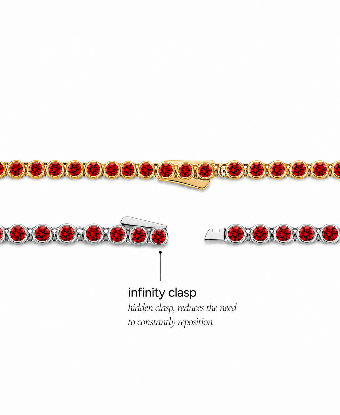 Helene Bezel Garnet CZ Tennis Necklace