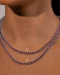 Helene Bezel Garnet CZ Tennis Necklace
