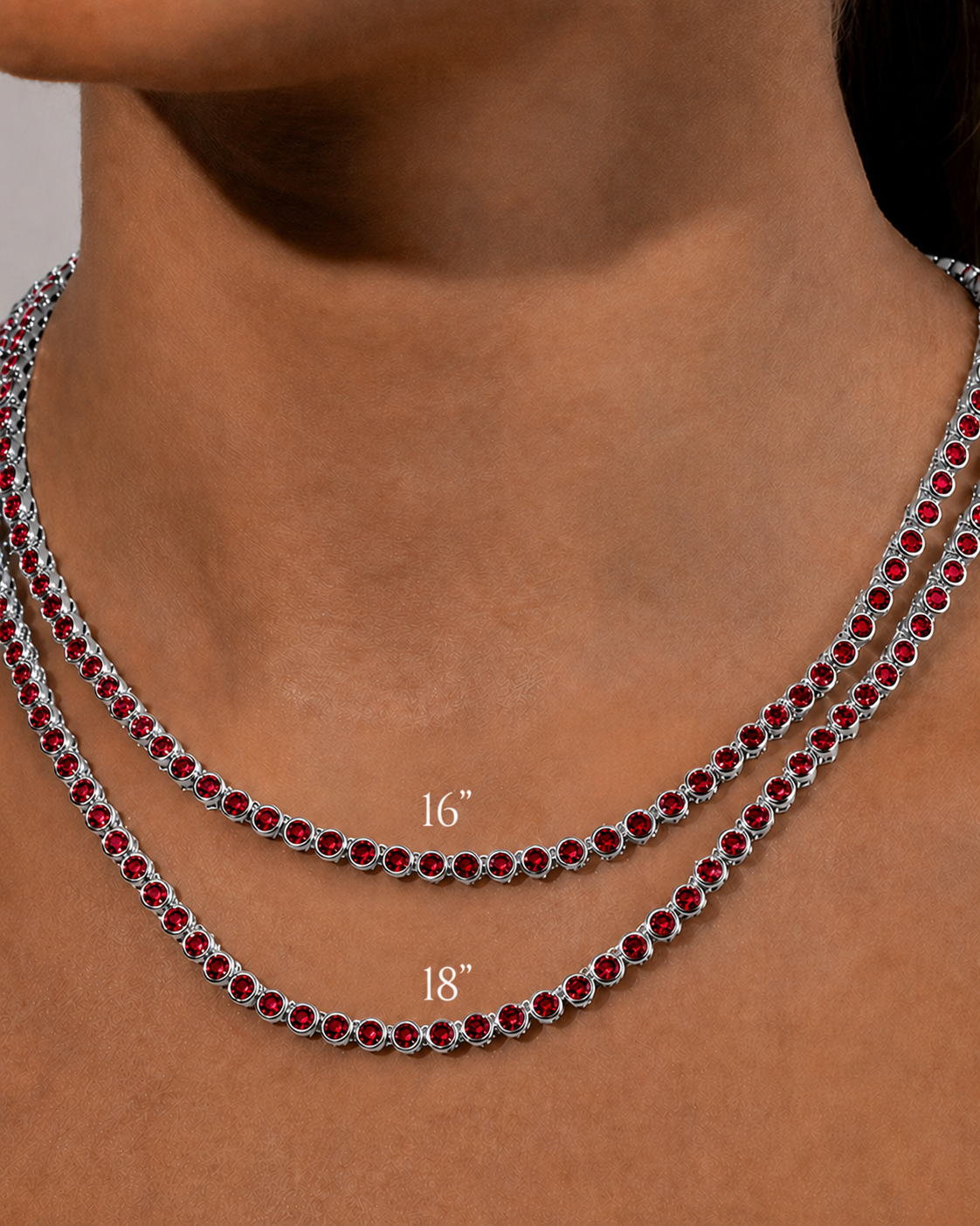Helene Bezel Garnet CZ Tennis Necklace