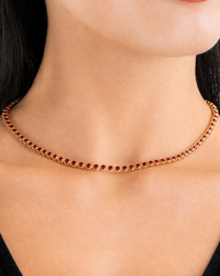 Helene Bezel Garnet CZ Tennis Necklace