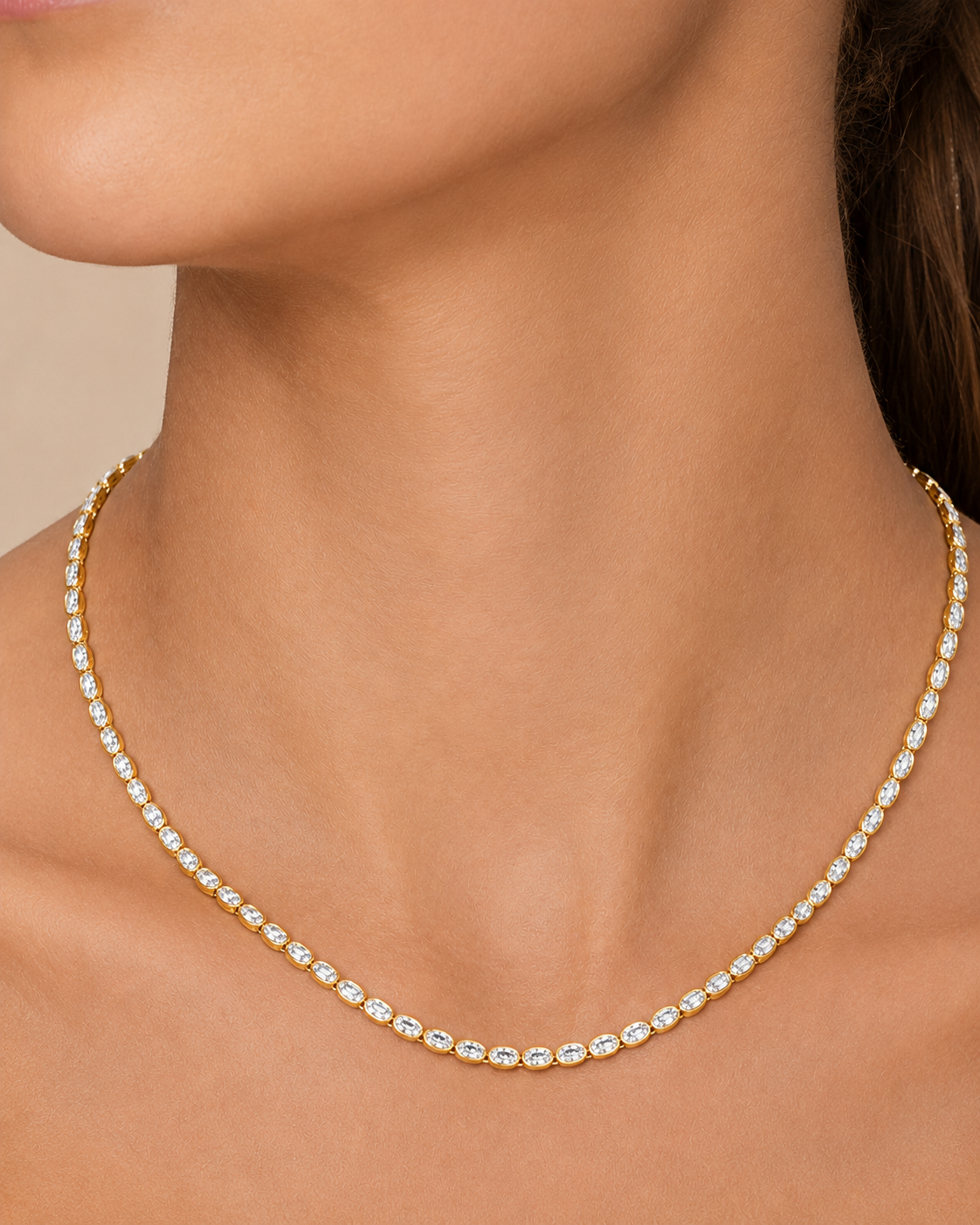 Helene Oval Cut Tennis Necklace
