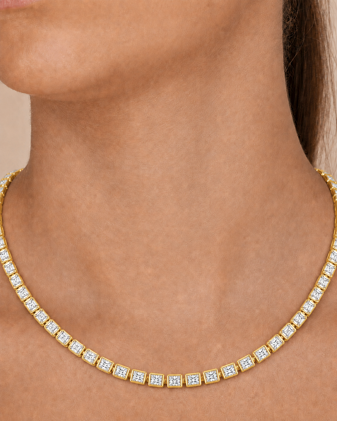 Helene Princess Cut Tennis Necklace