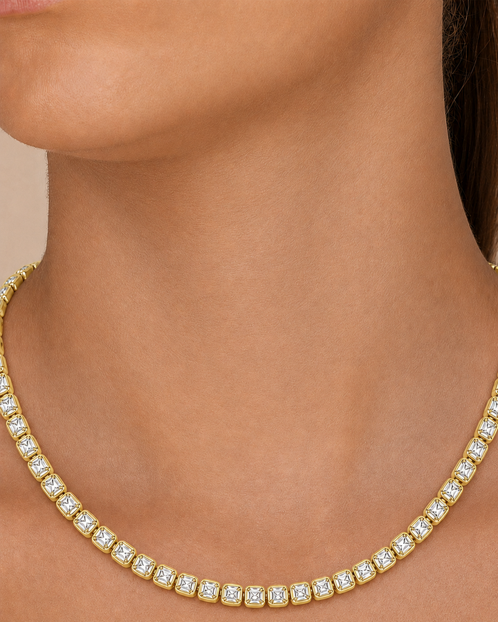 Helene Cushion Cut Tennis Necklace