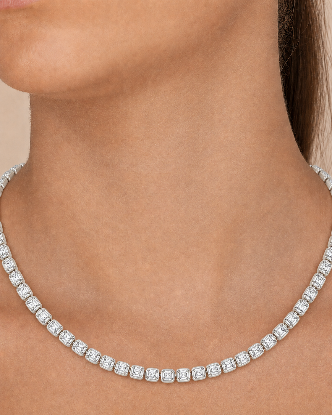 Helene Cushion Cut Tennis Necklace
