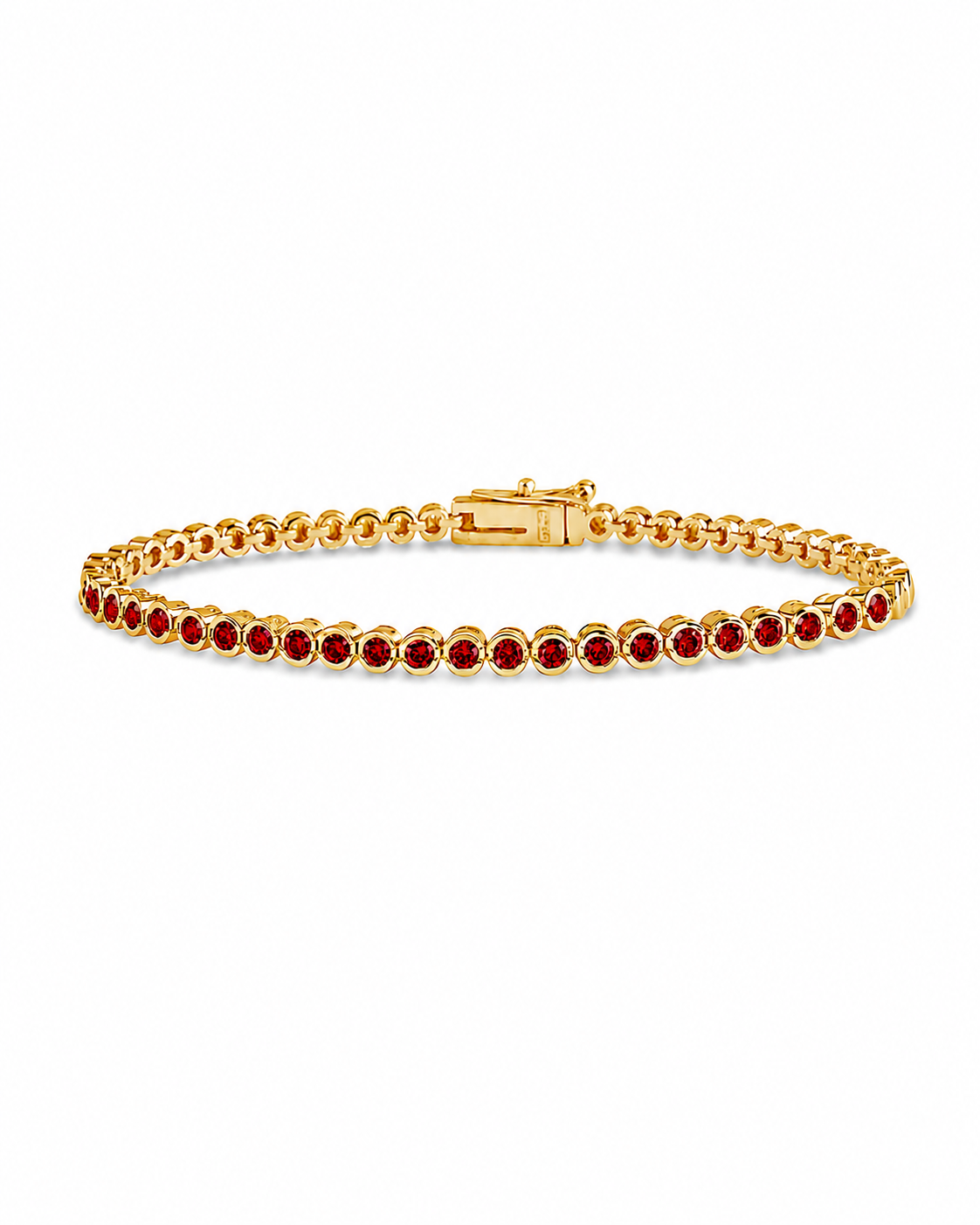 Helene Garnet CZ Bezel Eternity Tennis Bracelet