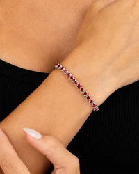 Helene Garnet CZ Bezel Eternity Tennis Bracelet