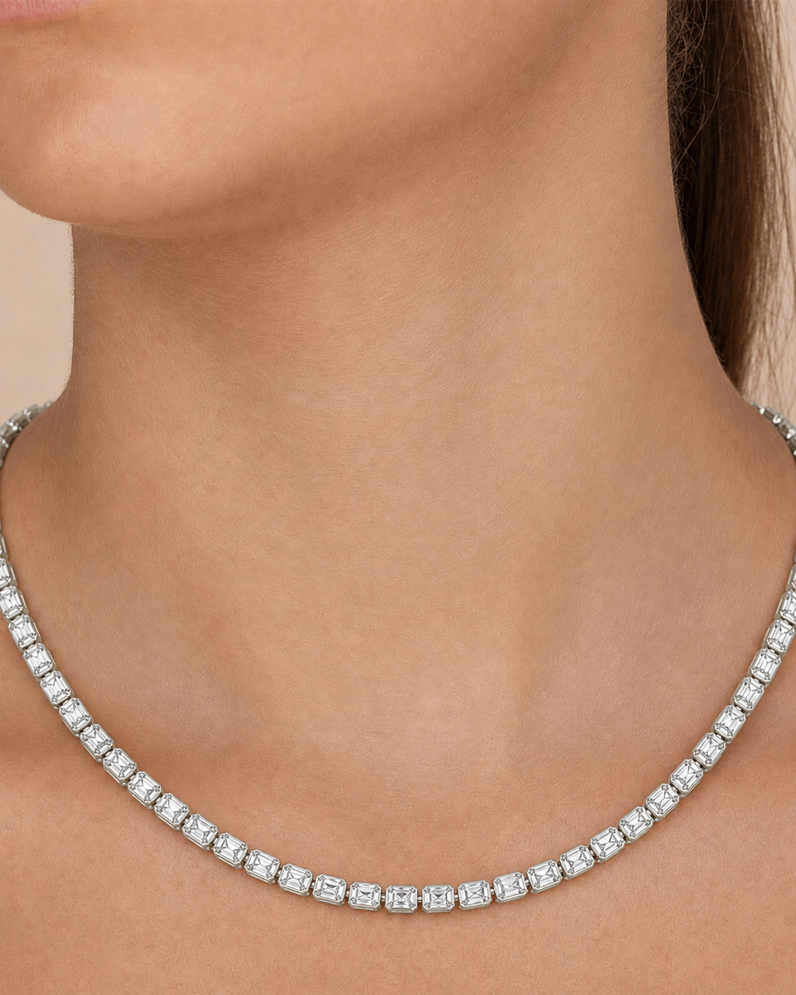 Helene Radiant Cut Tennis Necklace