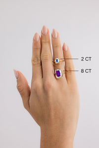 Sterling Silver Mini Iridescent Elongated Cushion Ring