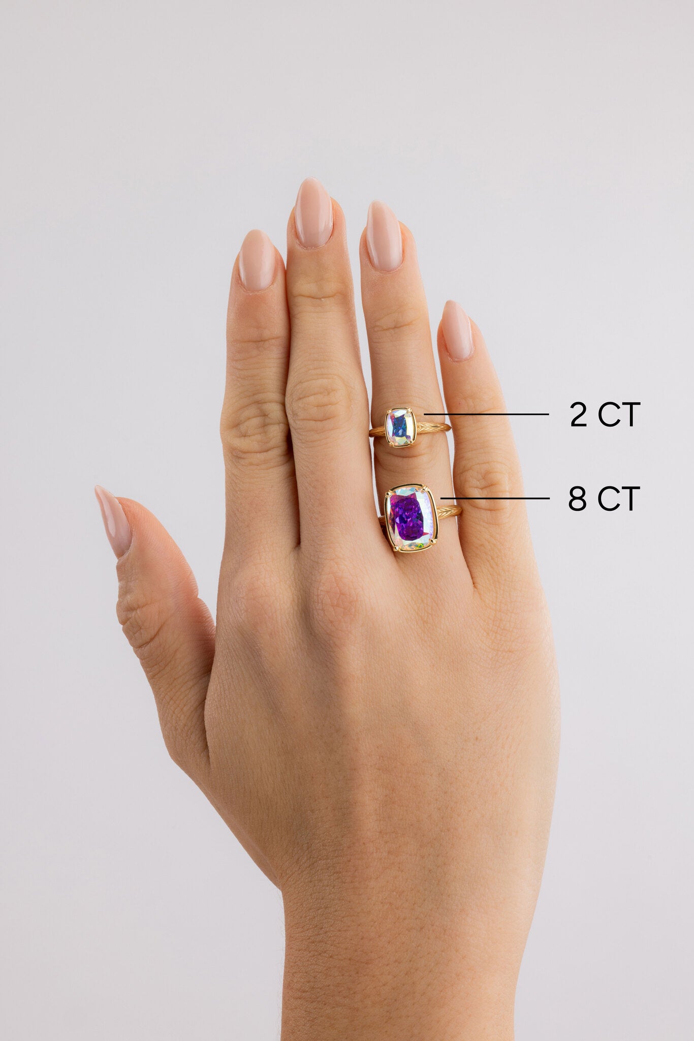 Sterling Silver Mini Iridescent Elongated Cushion Ring