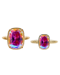 Sterling Silver Iridescent Elongated Cushion Ring - Original & Mini Bundle