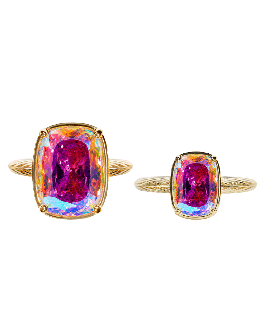 Sterling Silver Iridescent Elongated Cushion Ring - Original & Mini Bundle