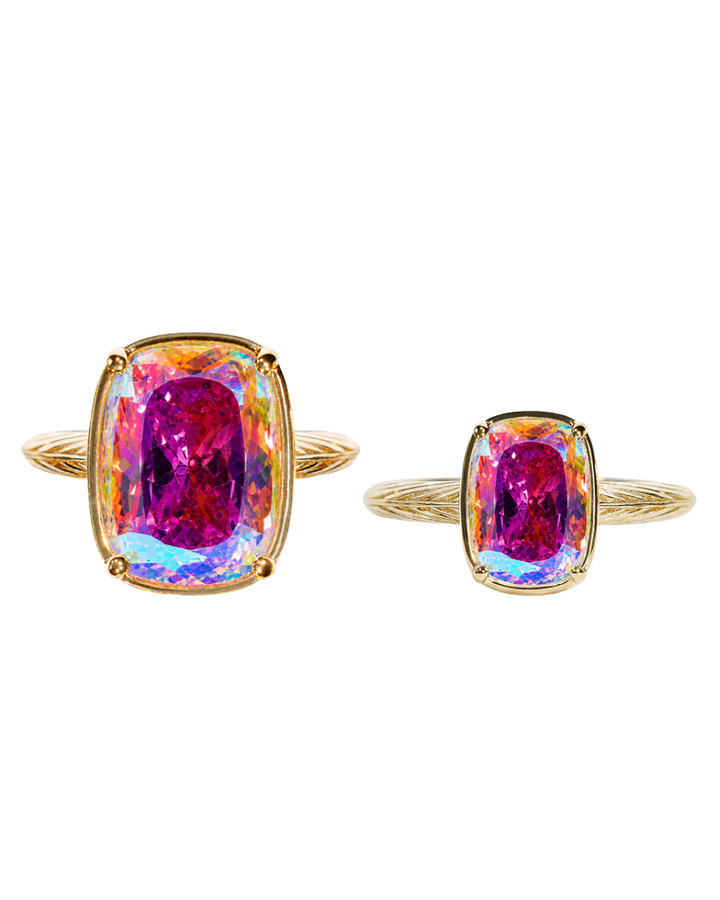 Sterling Silver Iridescent Elongated Cushion Ring - Original & Mini Bundle