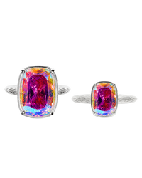 Sterling Silver Iridescent Elongated Cushion Ring - Original & Mini Bundle