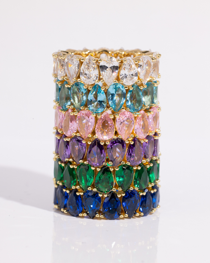 Sterling Silver Janis Aquamarine CZ Eternity Band Ring