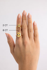 Sterling Silver Mini Light Yellow Elongated Cushion Ring