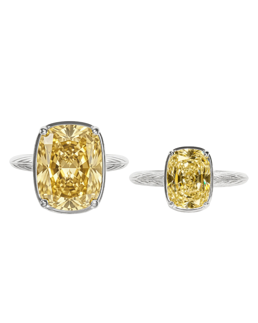 Sterling Silver Light Yellow Elongated Cushion Ring - Original & Mini Bundle