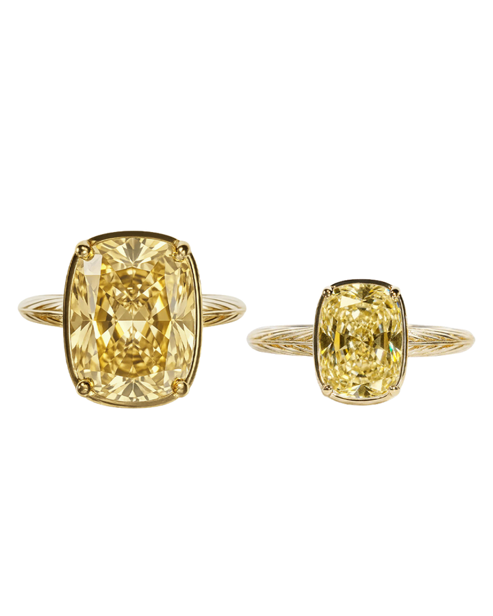 Sterling Silver Light Yellow Elongated Cushion Ring - Original & Mini Bundle