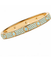 Lumière Aquamarine CZ Bangle with pavé-set aquamarine cubic zirconia stones
