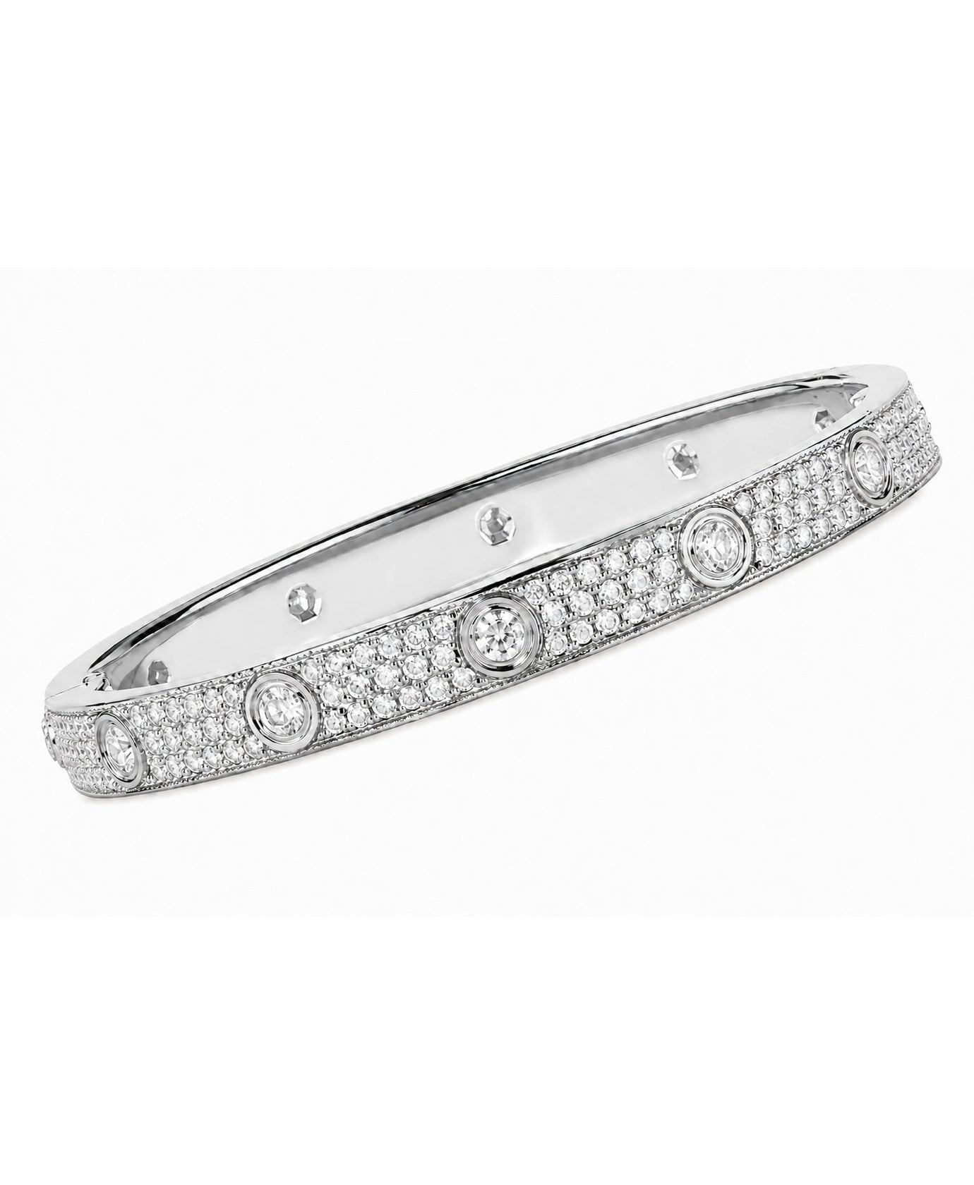 Lumière Clear CZ Bangle with pavé-set clear cubic zirconia stones
