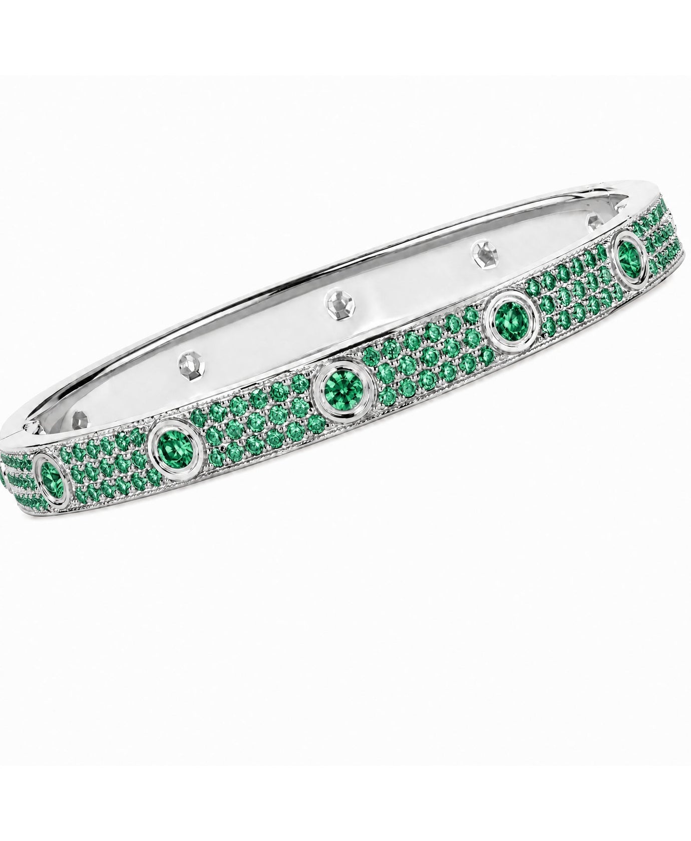 Lumière Emerald CZ Bangle with pavé-set emerald cubic zirconia stones
