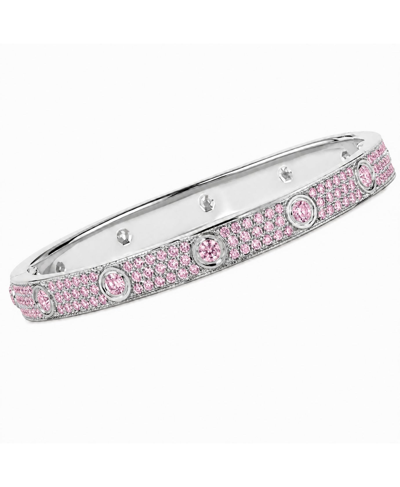 Lumière Pink CZ Bangle with pavé-set pink cubic zirconia stones