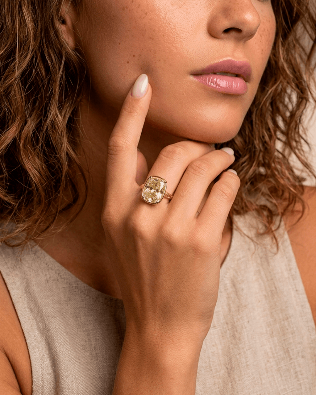 Sterling Silver Elongated Cushion Light Yellow CZ Cocktail Ring - Sterling Forever