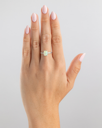 Sterling Silver Mini Champagne Fire Opal Elongated Cushion Ring