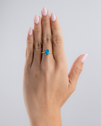 Sterling Silver Mini Caribbean Blue Opal Elongated Cushion Ring