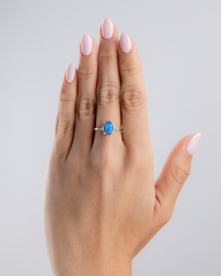 Sterling Silver Mini Cobalt Blue Opal Elongated Cushion Ring