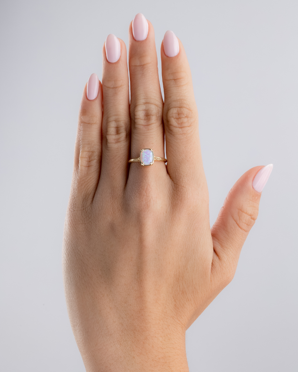 Sterling Silver Mini Frosted Opal Elongated Cushion Ring