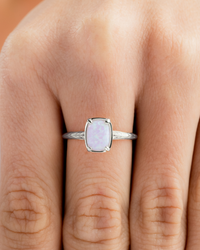Sterling Silver Mini Frosted Opal Elongated Cushion Ring