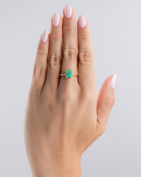 Sterling Silver Mini Green Opal Elongated Cushion Ring