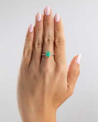 Sterling Silver Mini Green Opal Elongated Cushion Ring